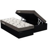 Cama Box Bau Solteiro Colchao Espuma Ortobom D45 Light Base Crc Courano Black 88x188