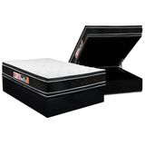 Cama Box Bau Casal Colchao Espuma Castor D33 Black E White Air Double Face Euro Pillow Base Crc Suede Black 138x188