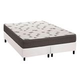 Cama Box Queen Colchao Espuma Ortobom D45 Light Saude Base Crc Courano White 158x198