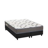 Cama Box Queen Colchao Espuma Ortobom D33 Light Base Crc Suede Gray 158x198
