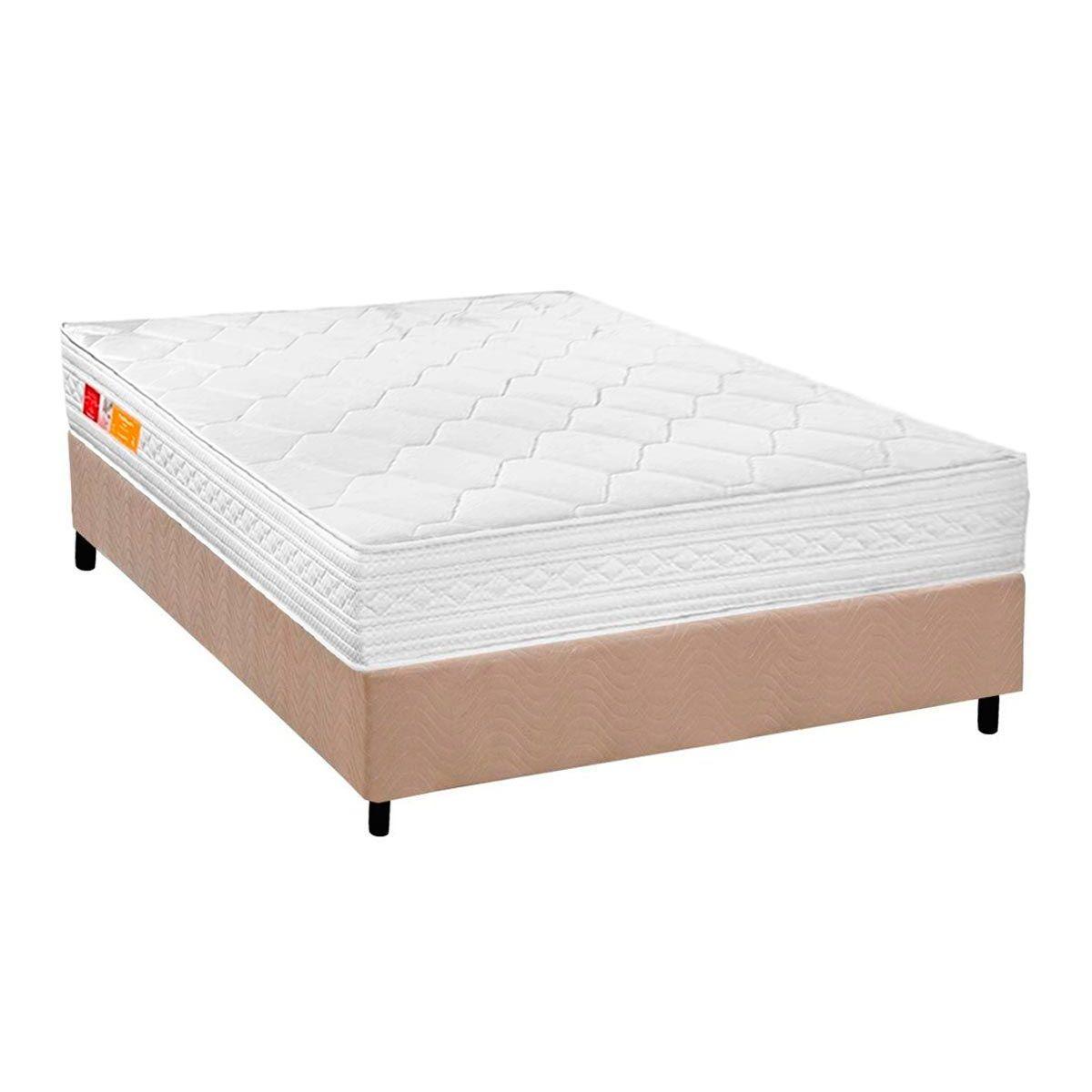 Cama Box Casal Colchao Espuma Orthocrin D33 Royal Plus Base Crc Suede Clean 138x188