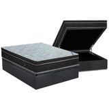 Cama Box Bau Casal Colchao Molas Ortobom Nanolastic Light Base Crc Suede Gray 138x188