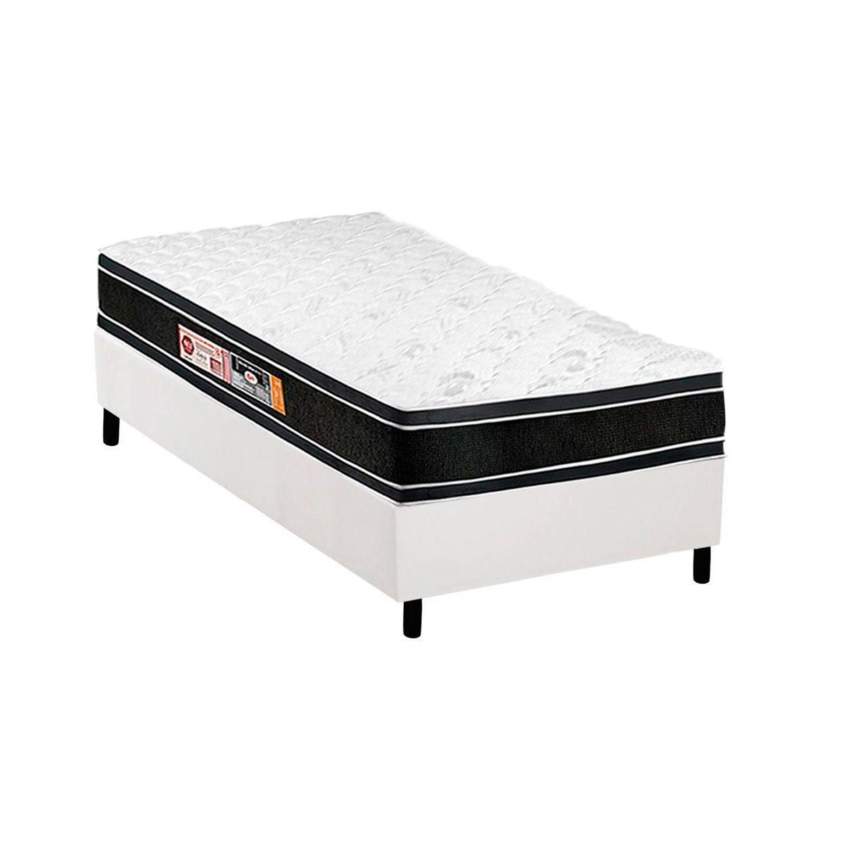 Cama Box Solteiro Colchao Espuma Castor D33 Black E White Double Face Base Crc Courano White 88x188