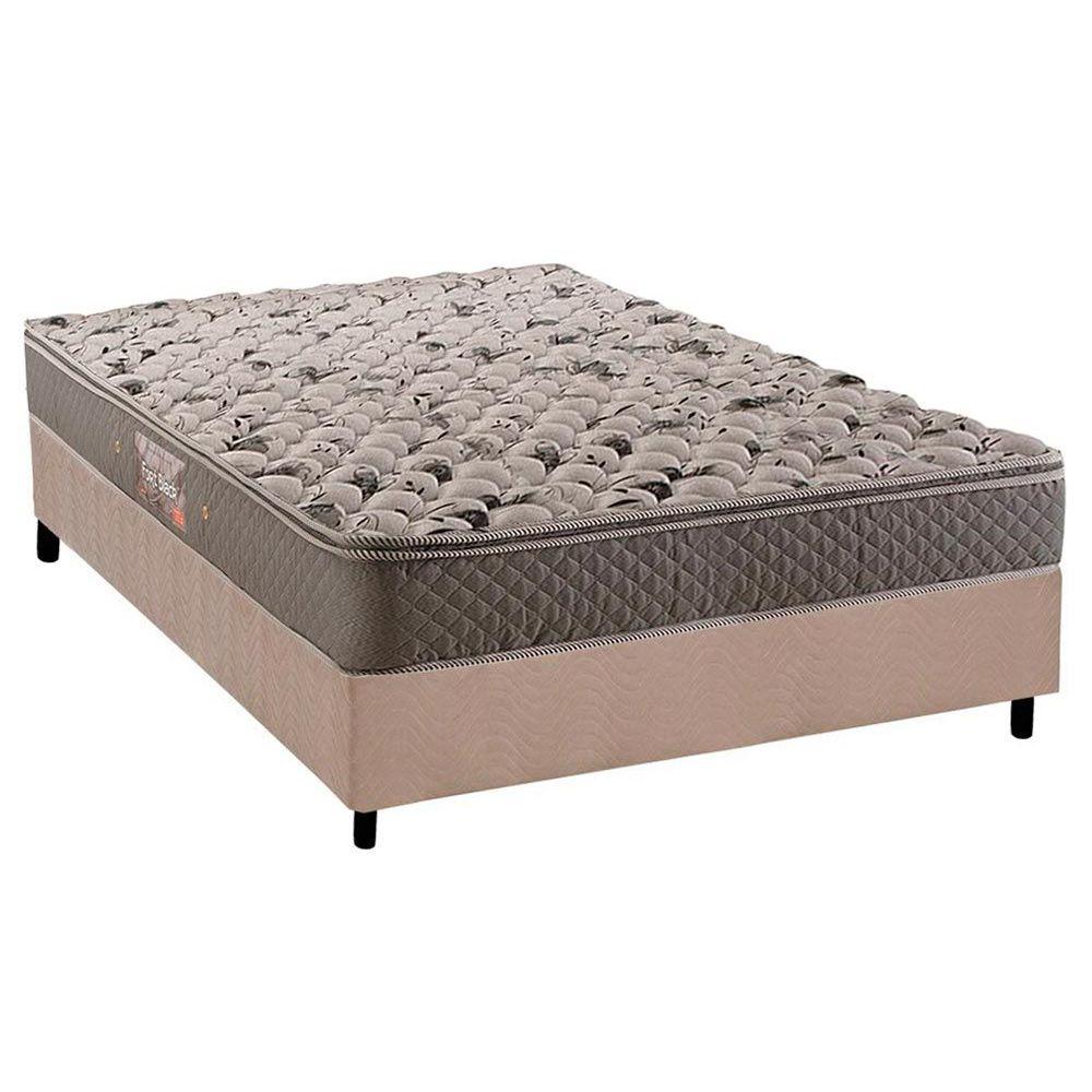 Cama Box Casal Colchao Ortopedico Herval Ag65 Fort Base Crc Suede Clean 138x188