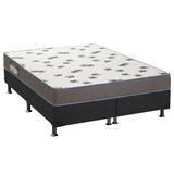 Cama Box Queen Colchao Espuma Ortobom D33 Light Base Crc Suede Gray 158x198