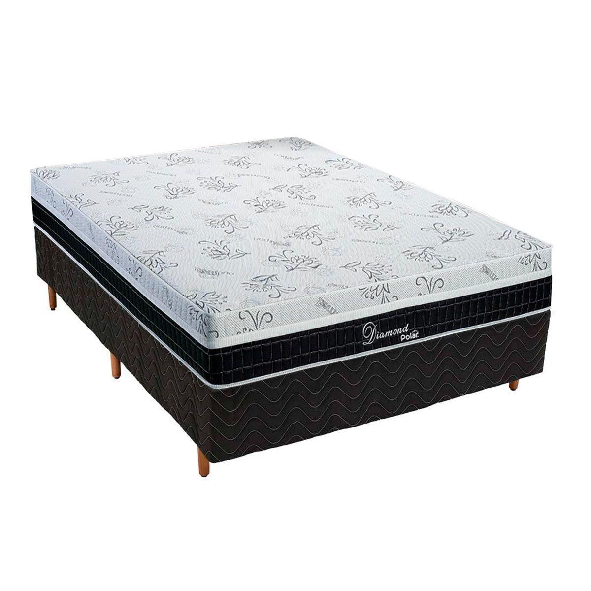 Cama Box Casal Colchao Molas Masterpocket Ensacadas Polar Diamond Base Crc Rustico Black 138x188