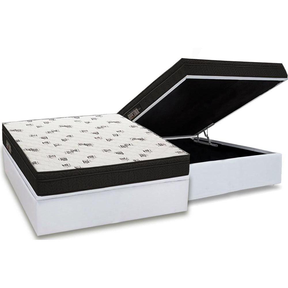 Cama Box Bau Casal Colchao Espuma Ortobom D45 Light Saude Ortopillow Base Crc Courano White 138x188