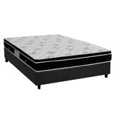 Cama Box Casal Colchao Molas Ortobom Nanolastic Physical Spring Base Crc Suede Cinza 138x188