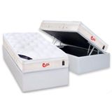 Cama Box Bau Solteiro Colchao Molas Castor Pocket Gold Star Vitagel Base Crc Courano White 88x188