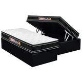 Cama Box Bau Solteiro Colchao Espuma Castor D33 Black E White Air Euro Pillow Base Crc Suede Black 88x188