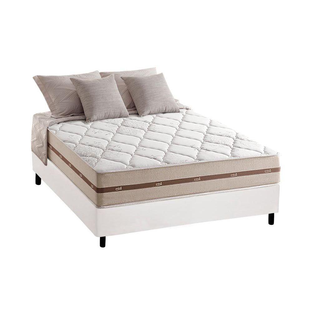 Cama Box Casal Colchao Molas Masterpocket Ensacadas Anjos Classic Base Crc Courano Branco 138x188