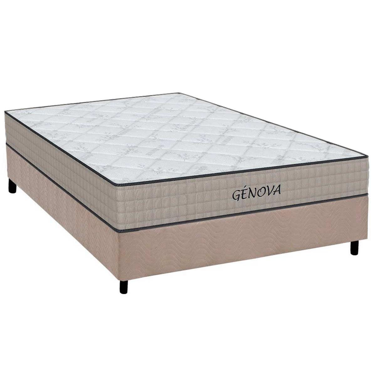 Cama Box Casal Colchao Espuma Orthoflex D45 Genova Base Crc Suede Clean 138x188