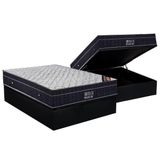 Cama Box Bau Casal Colchao Molas Ortobom Nanolastic Airtech Progressive Base Crc Suede Black 138x188