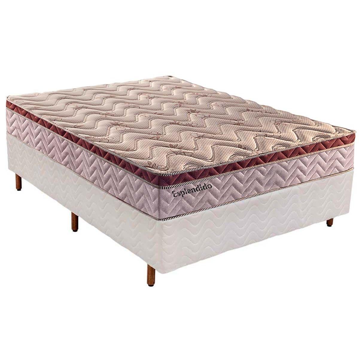 Cama Box Casal Colchao Molas Masterpocket Ensacadas Paropas Esplendido Base Crc Courano Branco 138x188