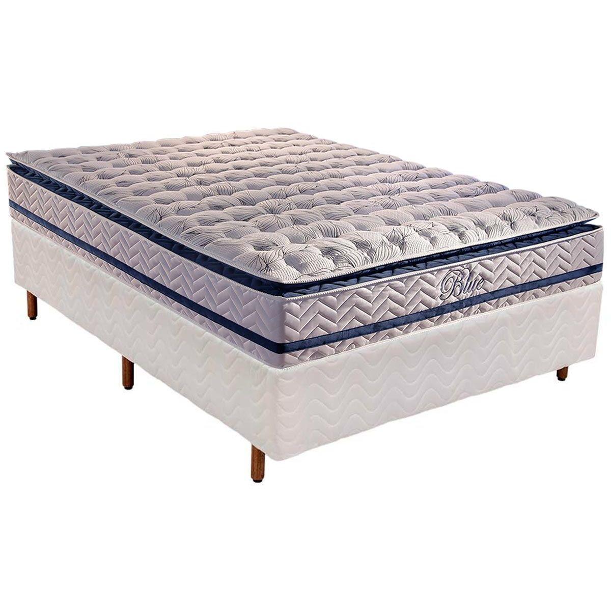 Cama Box Casal Colchao Molas Paropas Masterpocket Ensacadas Blue Base Crc Rustico Branco 138x188