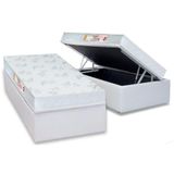 Cama Box Bau Solteiro Colchao Espuma Castor D33 Sleep Max Relax Base Crc Courano White 88x188