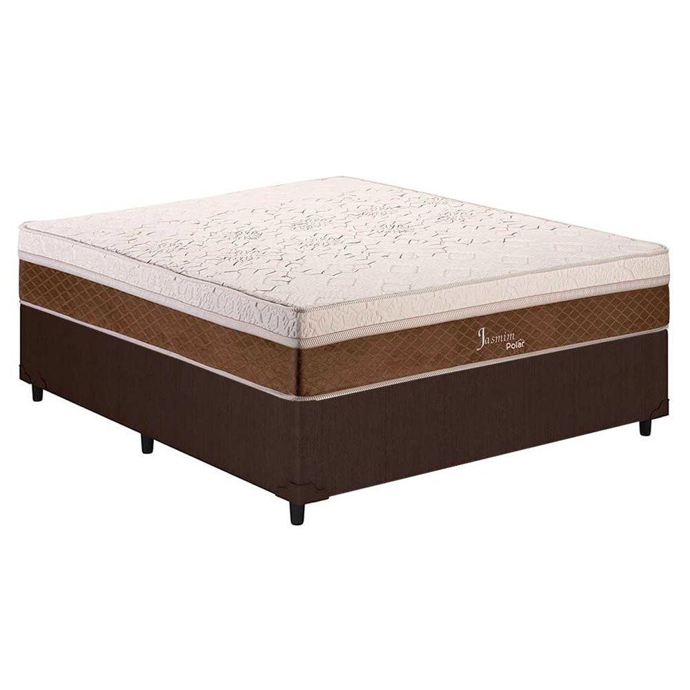 Cama Box Casal Colchao Molas Polar Masterpocket Ensacadas Jasmim Base Crc Linhao Brown 138x188