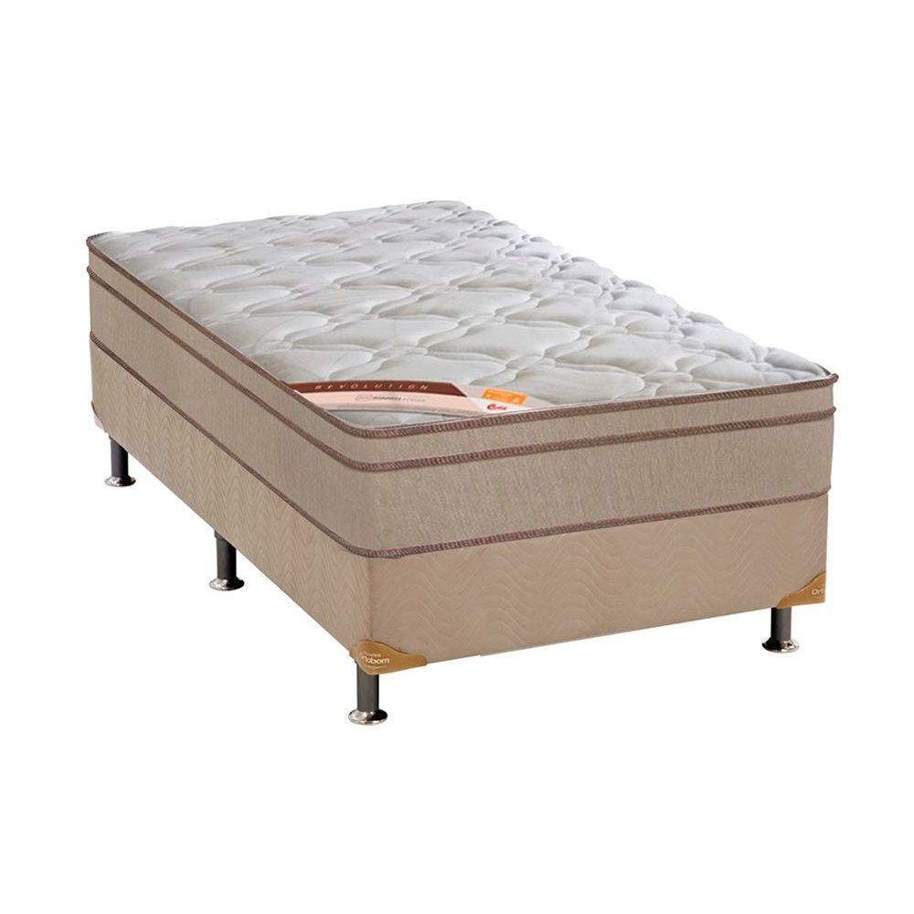 Cama Box Solteiro Colchao Molas Castor Pocket Revolution Hibrido Base Crc Suede Clean 88x188