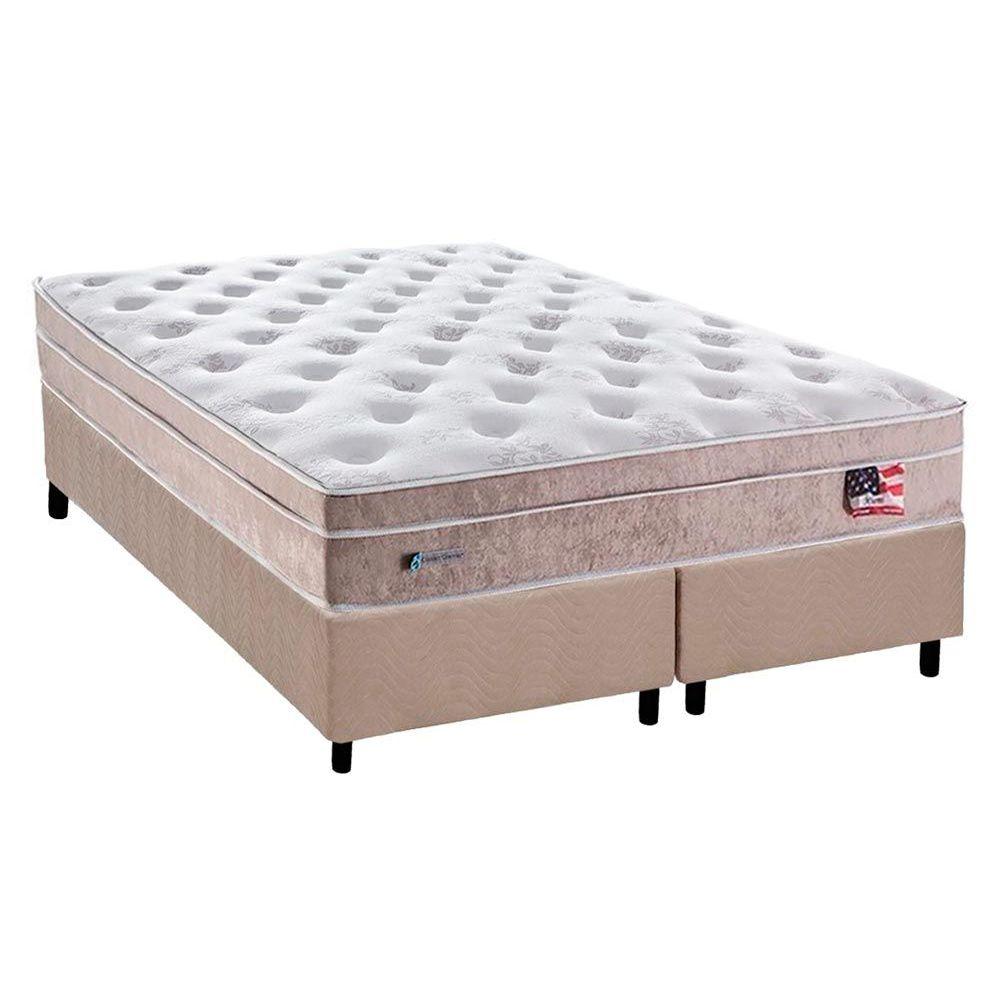 Cama Box Queen Colchao Molas Masterpocket Ensacadas Sealy Miami Base Crc Suede Bege 158x198