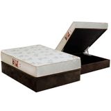 Cama Box Bau Casal Colchao Espuma Castor D33 Sleep Max Relax Base Crc Suede Brown 138x188