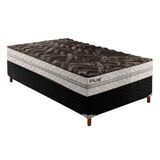 Cama Box Solteiro Colchao Espuma Paropas D33 Pasquale Plus Base Crc Suede Black 88x188