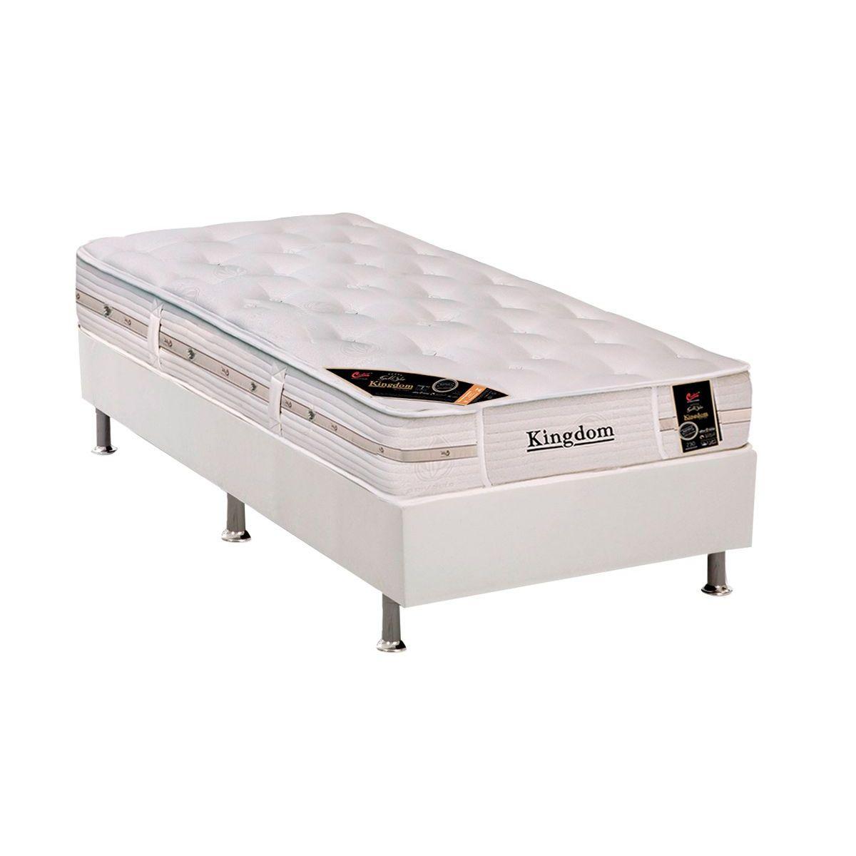 Cama Box Solteiro Colchao Molas Pocket Ensacadas Castor Kingdom Aloe Vera Base Crc Courano White 88x188