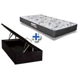 Cama Box Bau Solteiro Colchao Espuma Herval D28 Ag65 Ortopedic Black Base Crc Suede Black 88x188