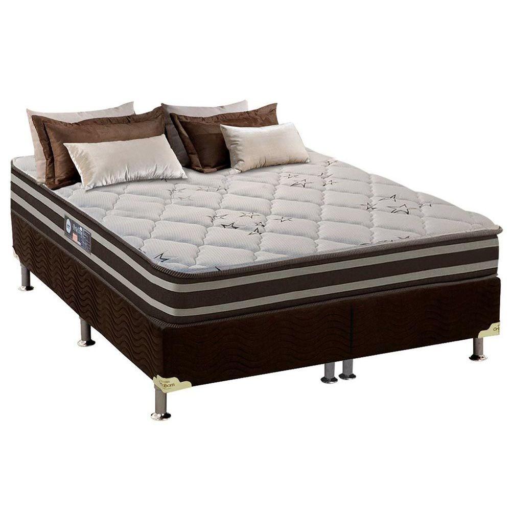 Cama Box King Colchao Ortopedico Anjos D28 Ag65 Ortoline Star Base Crc Suede Brown 193x203