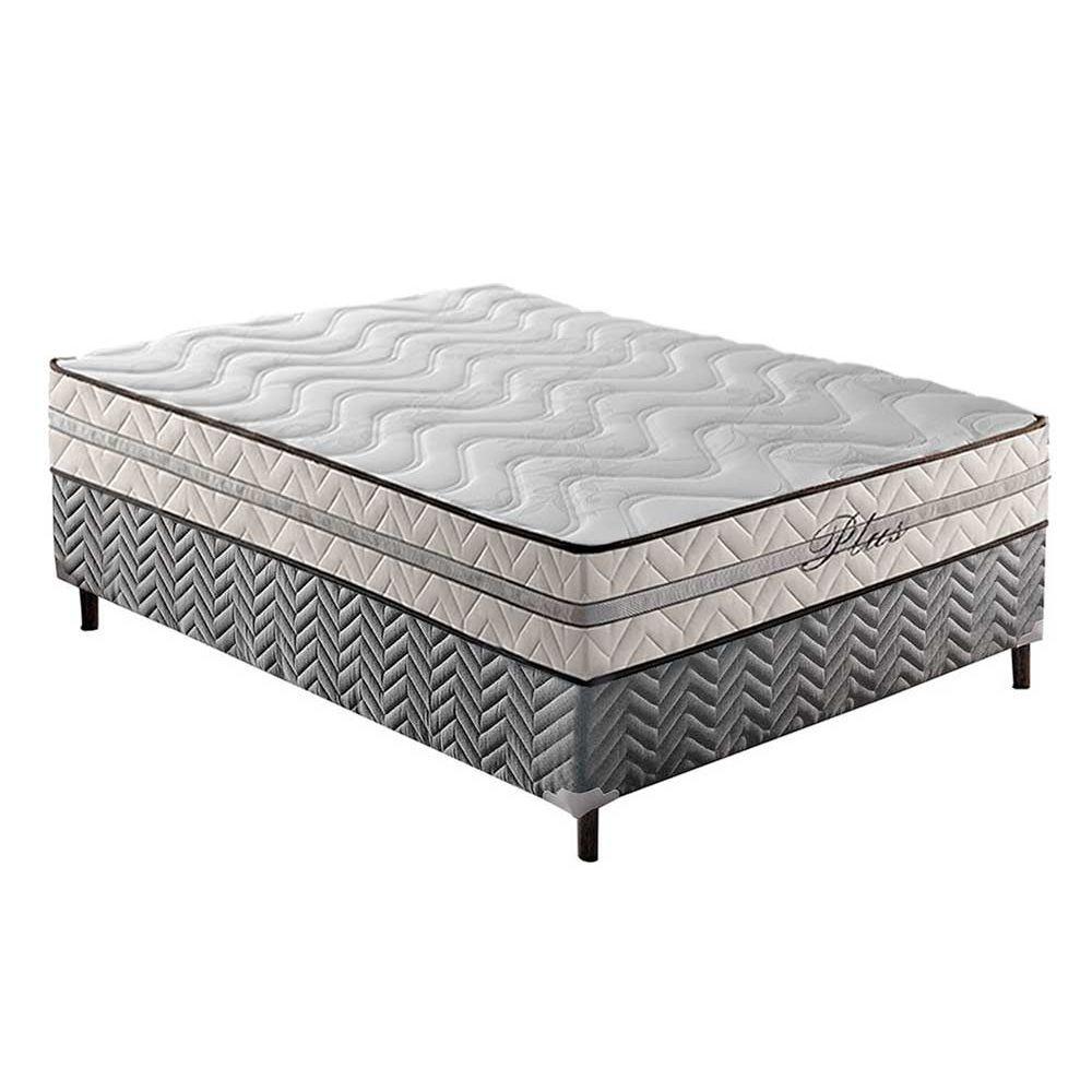 Cama Box Casal Colchao Espuma Paropas D33 Pasquale Plus Base Crc Rustico Gray 138x188