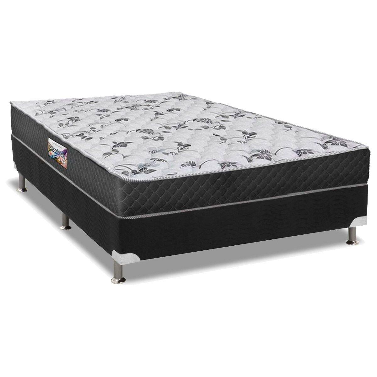 Cama Box Casal Colchao Ortopedico Herval D28 Ag65 Ortopedic Black Base Crc Suede Black 138x188