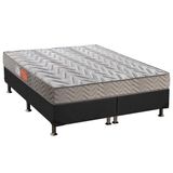 Cama Box Queen Colchao Espuma Paropas D45 Pasquale Base Crc Suede Gray 158x198