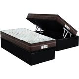 Cama Box Bau Solteiro Colchao Molas Probel Masterpocket Ensacadas Prodormir Evolution Base Crc Suede Black 88x188