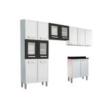 Cozinha Modulada Completa Gourmet 4 Pecas 2 Armarios 1 Balcao 1 Paneleiro C4p66 Branco Preto Bertolini