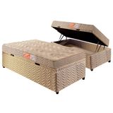 Cama Box Bau Solteiro Colchao Espuma Paropas D33 Pasquale Base Crc Suede Clean 88x188