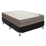 Cama Box Casal Colchao Molas Ortobom Superpocket Light Saude Base Crc Suede Black 138x188