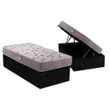 Cama Box Bau Solteiro Colchao Espuma Herval D45 Ag65 Black Double Face Base Crc Suede Black 88x188