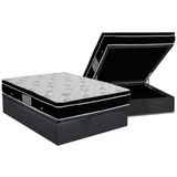 Cama Box Bau Casal Colchao Molas Ortobom Nanolastic Physical Base Crc Suede Gray 138x188