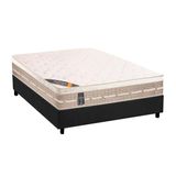 Cama Box Casal Colchao Molas Castor Bonnel Premium Tecnopedic Base Crc Suede Cinza 138x188