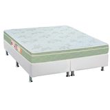 Cama Box Queen Colchao Espuma Castor D33 Sleep Max Base Crc Courano White 158x198