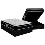 Cama Box Bau Casal Colchao Molas Ortobom Nanolastic Physical Spring Base Crc Suede Black 138x188