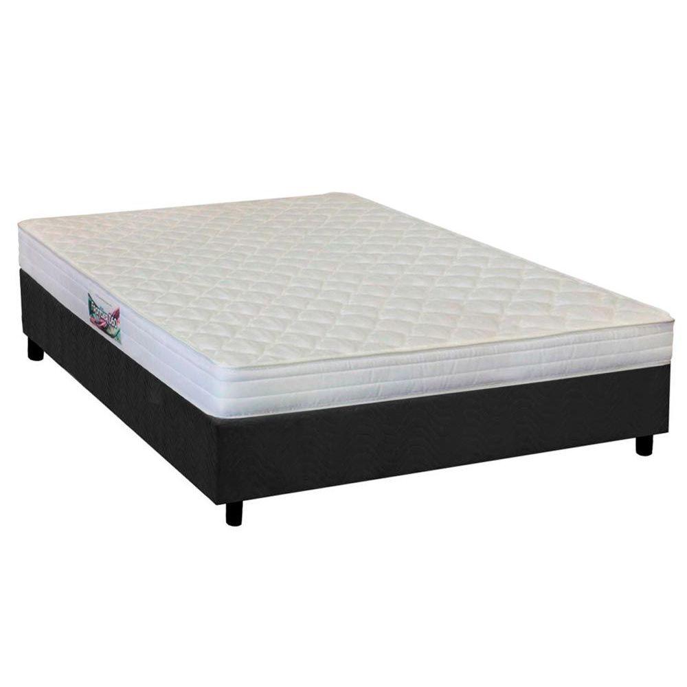 Cama Box Casal Colchao Espuma Herval Ag65 Frontier Base Crc Suede Gray 138x188