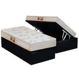 Cama Box Bau Solteiro Colchao Espuma Castor D33 Sleep Max Relax Base Crc Suede Black 88x188