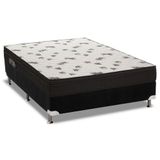 Cama Box Casal Colchao Espuma Ortobom D45 Light Saude Ortopilow Base Crc Suede Black 138x188