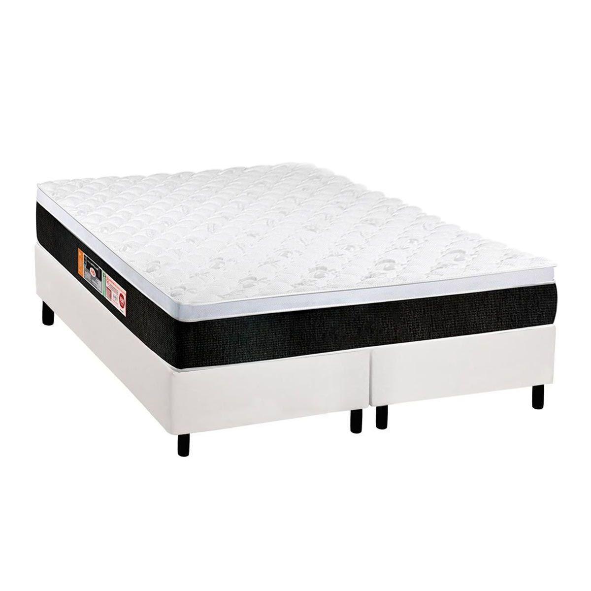 Cama Box King Colchao Espuma Castor D45 Black E White Air Base Crc Courano White 193x203