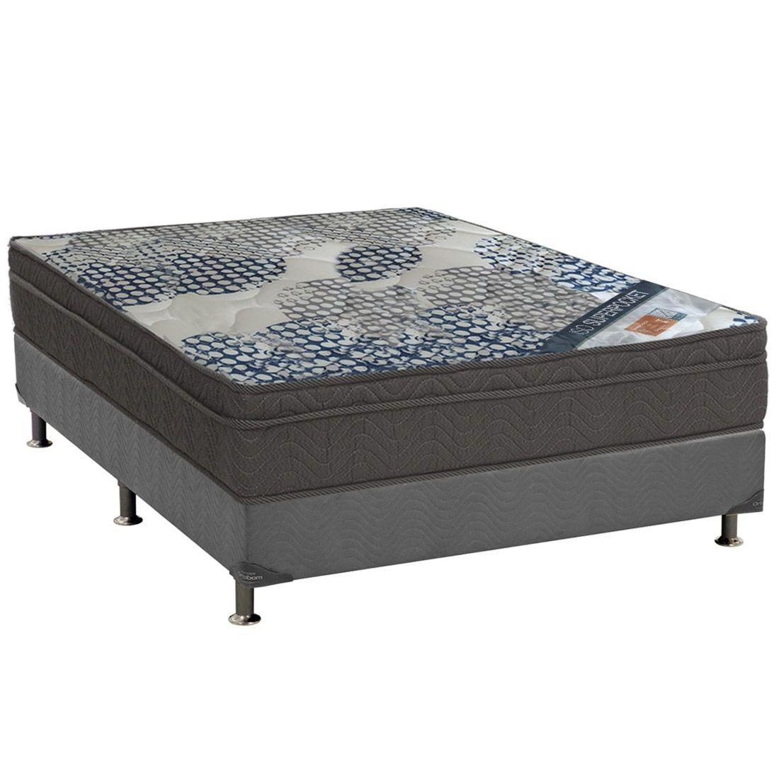 Cama Box Casal Colchao Molas Superpocket Ensacadas Ortobom Iso Firme Base Crc Suede Gray 138x188