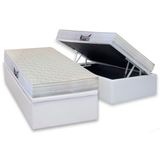 Cama Box Bau Solteiro Colchao Espuma Herval D28 Ag65 Frontier Base Crc Courano White 88x188