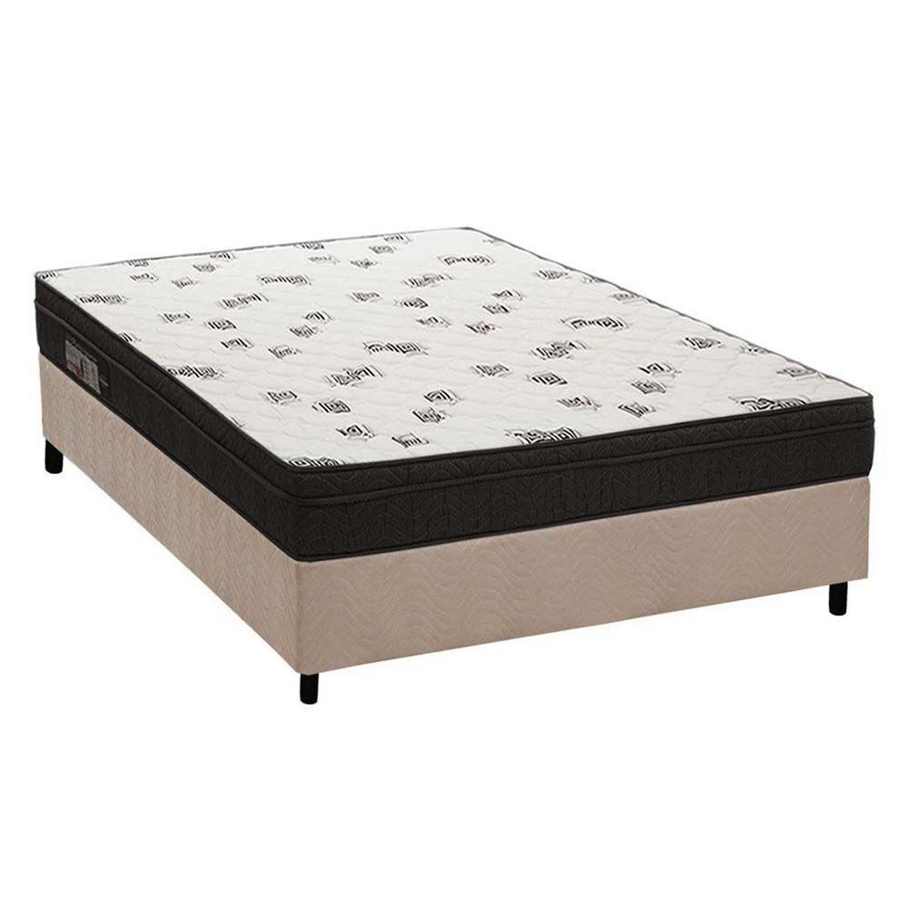 Cama Box Casal Colchao Espuma Ortobom D45 Light Saude Base Crc Suede Clean 138x188