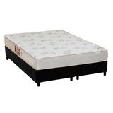 Cama Box Queen Colchao Espuma Castor D33 Sleep Max Relax Base Crc Suede Black 158x198