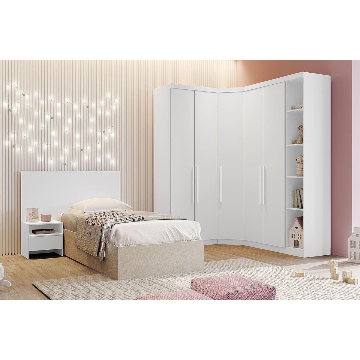 Quarto Modulado Solteiro Rizon Qc210 5 Pecas Branco