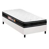 Cama Box Solteiro Colchao Espuma Castor D33 Black E White Base Crc Courano White 88x188